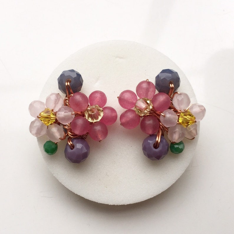 chic gifts Pink purple earrings women earrings floral jewellery pastel jewellery bridesmaid earrings chic earrings