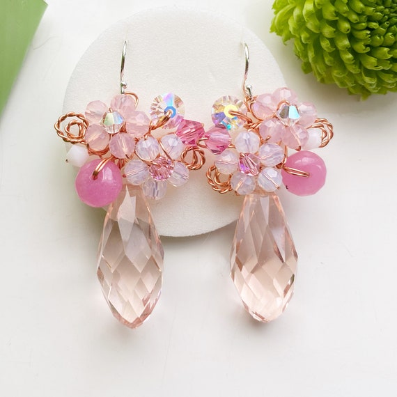Pink sparkly deals earrings