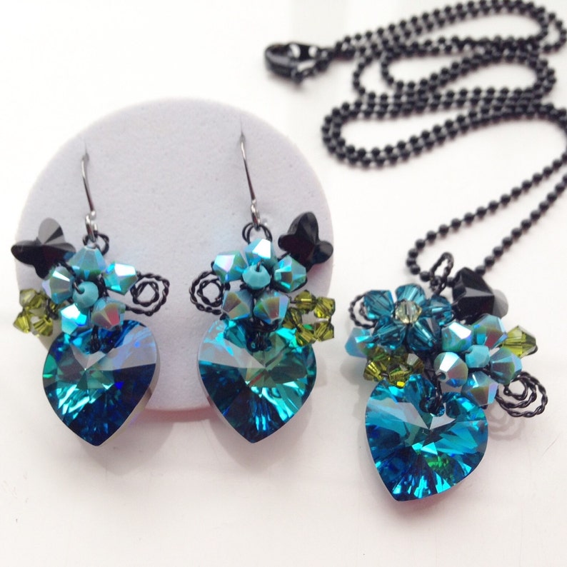 Blue jewellery set/Dark blue Jewelry/Delicate Jewelry/Small Etsy