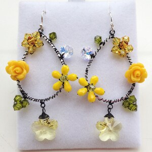 Yellow hoop earring , yellow earring , rose earring, women earring , lemon earring , bridesmaid earring