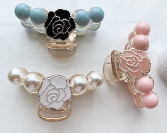 NEW Y2K Retro French Pearl & Rhinestone Hair Claw Clip Amazon.com : Brinie Rhinestone Hair Claw Clip Large Metal  main image 3