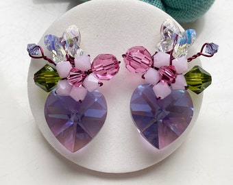 Purple pink earrings - purple  jewellery  , wedding jewelry, handmade gifts  and jewellery shop uk.