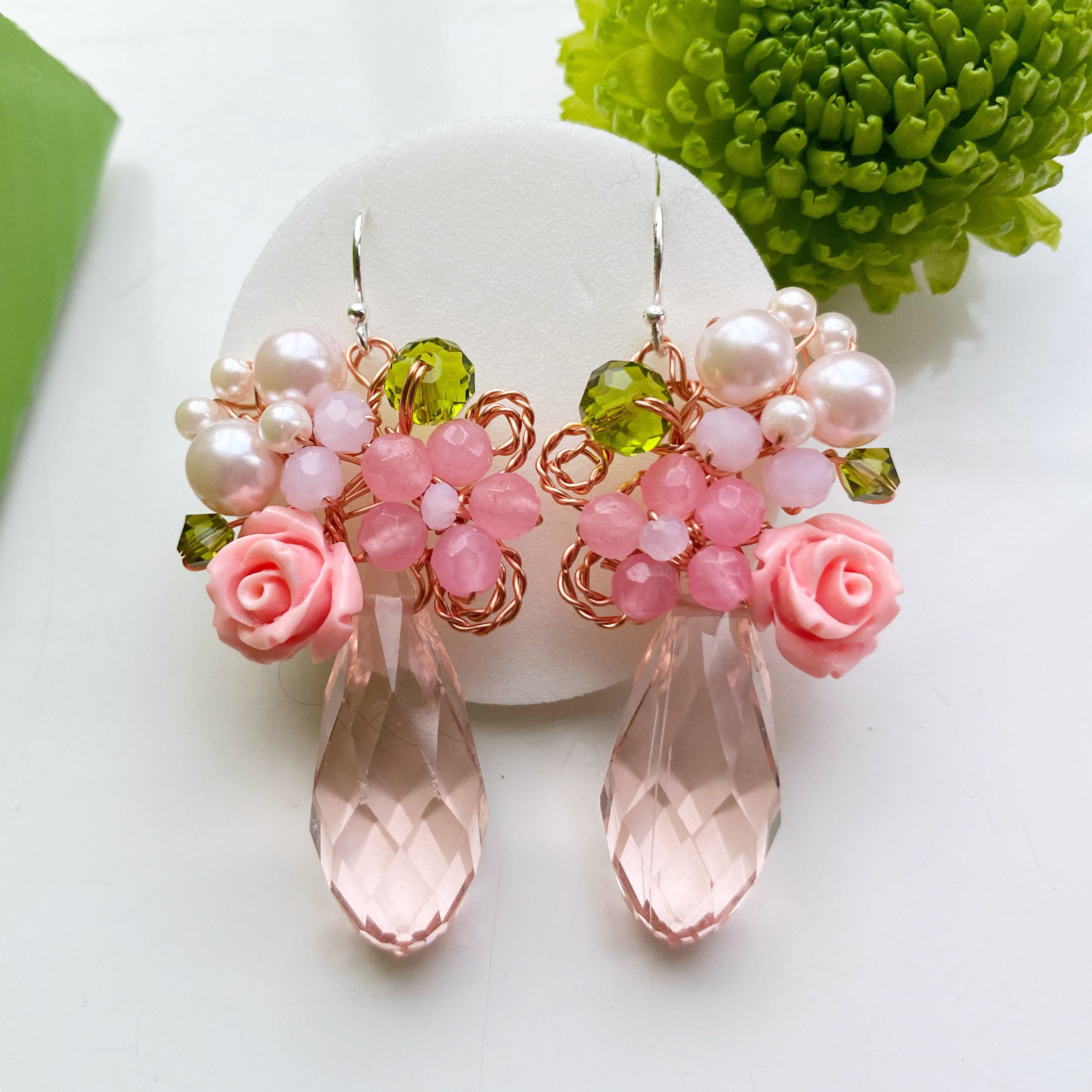 Pink earrings dangle deals