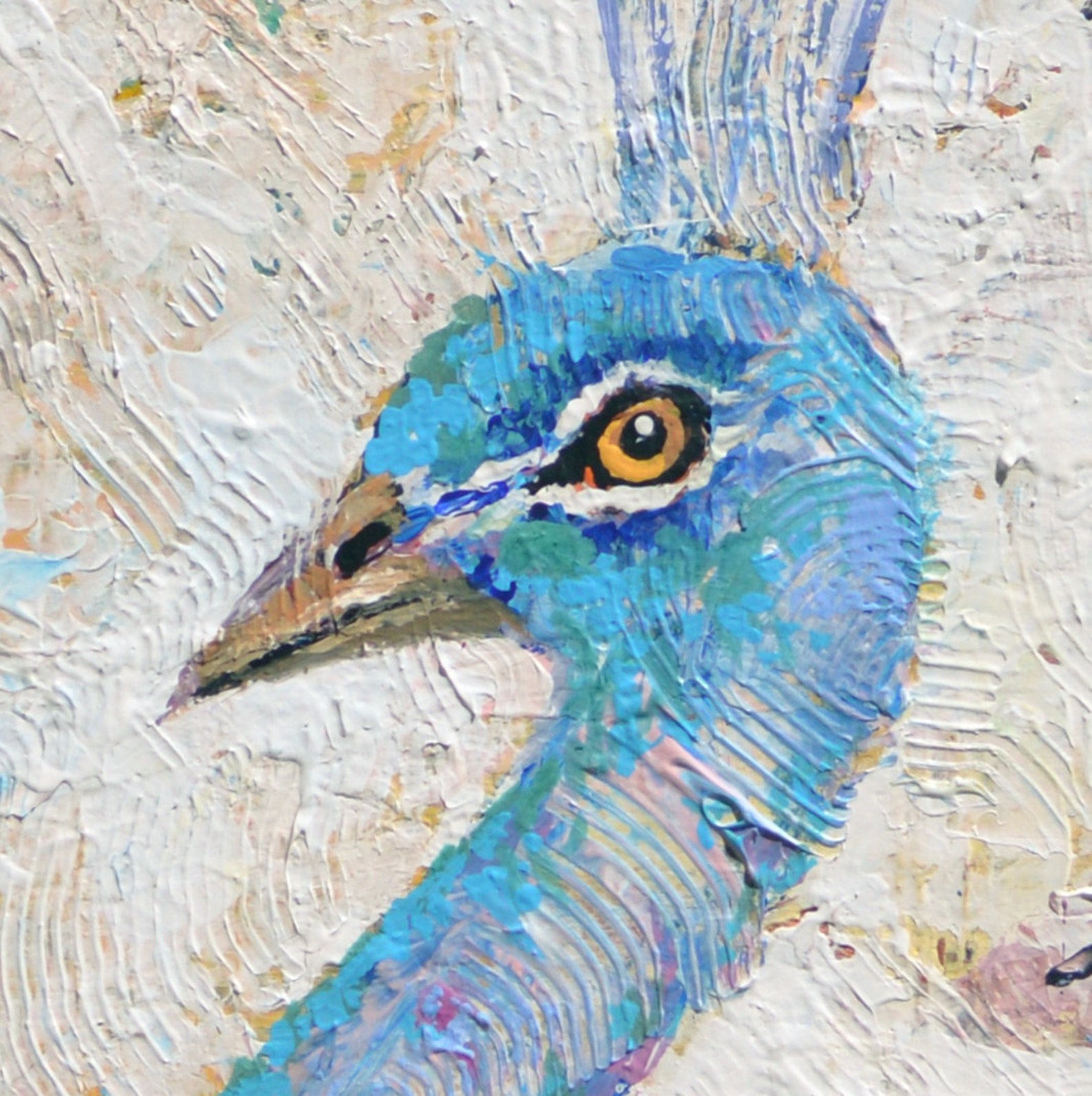 Blue peacock Original Oil Palette Knife Painting by Spiros. Etsy