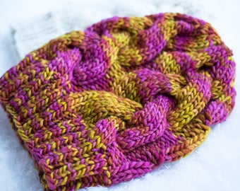 PDF easy cable hat knitting pattern - knit beanie pattern - easy knitting pattern - beanie pattern