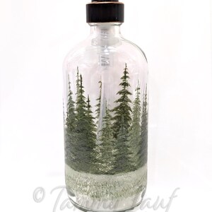 Hand Painted Pine Trees Soap Dispenser Evergreens Forest