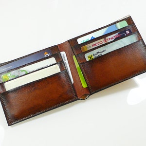 Handmade Leather wallet Bi fold wallet Brown leather wallet Men's leather wallet image 1