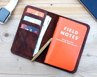 Field Notes Cover, Field notes wallet, Notebook leather cover wallet, Free shipping