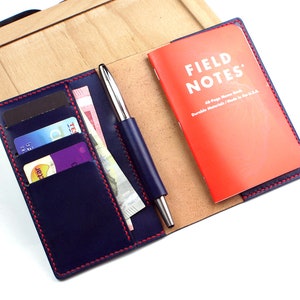 Leather Field Notes cubierta-bolsillo tapa portátil con soporte de pluma- envío gratuito