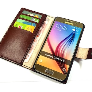 Portafoglio di Samsung Galaxy S6 caso in Samsung S7 - S8 di Handmade Samsung Galaxy caso-libero monogrammi