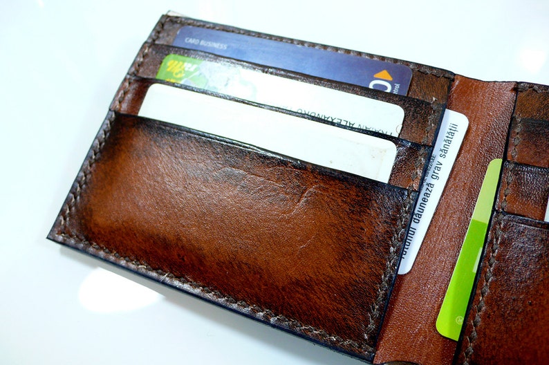 Handmade Leather wallet Bi fold wallet Brown leather wallet Men's leather wallet image 3