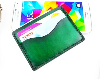 Handmade Front pocket wallet, Slim card holder wallet, Free add initials- Free Etsy shipping