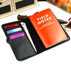 Cartera de cubierta de notas de campo, cubierta de cuaderno negra, cubierta de cuero negro de Notas de campo, ENVÍO GRATIS