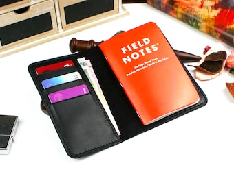 Field Notes Cover Wallet, black notebook cover, Field Notes black leather cover, FREE SHIPPING