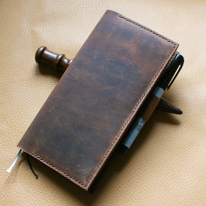 Leather cover for Hobonichi Weeks or Weeks Mega edition , Hobonichi leather cover wallet image 1