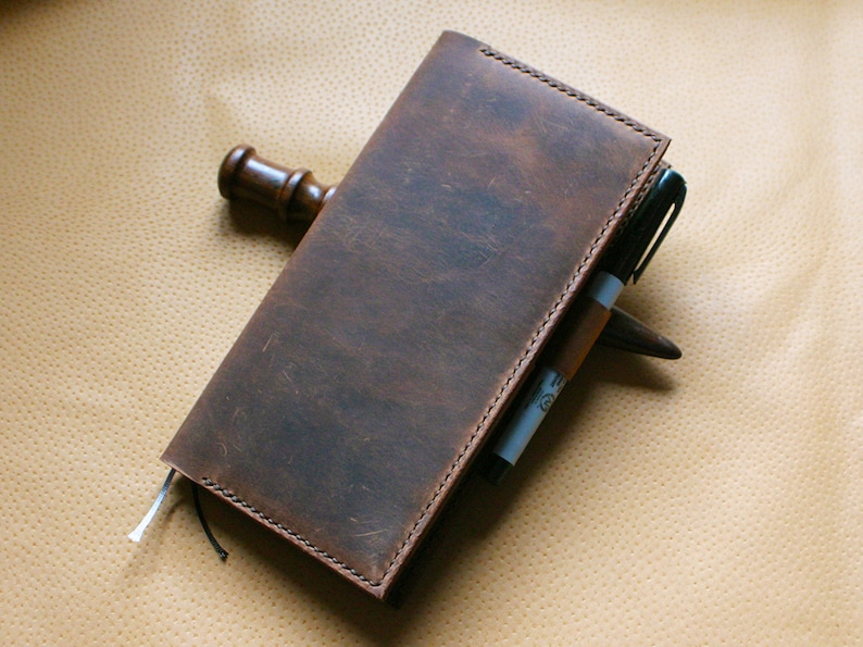 Leather cover for Hobonichi Weeks or Weeks Mega edition , Hobonichi leather cover wallet image 1