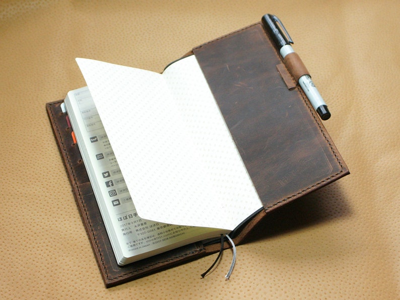 Leather cover for Hobonichi Weeks or Weeks Mega edition , Hobonichi leather cover wallet image 5