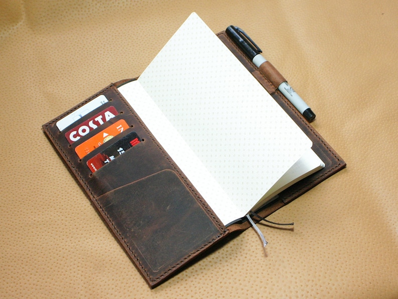 Leather cover for Hobonichi Weeks or Weeks Mega edition , Hobonichi leather cover wallet image 4
