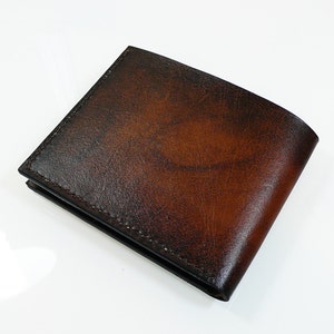 Handmade Leather wallet Bi fold wallet Brown leather wallet Men's leather wallet image 5