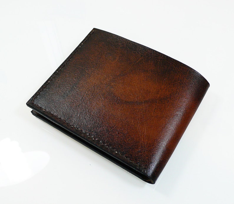 Handmade Leather wallet Bi fold wallet Brown leather wallet Men's leather wallet image 5