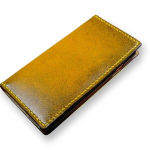 Handmade Leather iPhone Wallet Case - Yellow, Free Monogramming