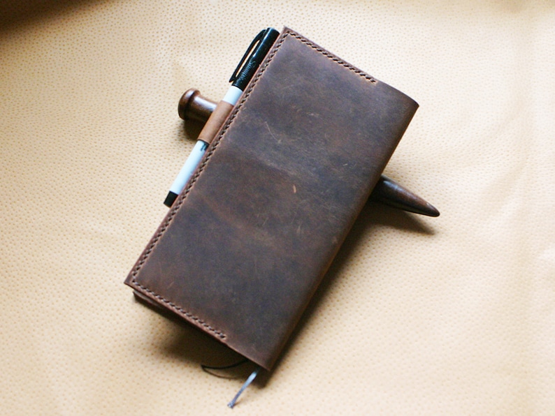 Leather cover for Hobonichi Weeks or Weeks Mega edition , Hobonichi leather cover wallet image 2