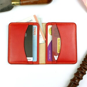 Handgefertigte Leder Brieftasche, Front Tasche Brieftasche, Orange Brieftasche