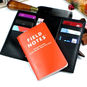 Cuero Campo notas cartera- Cuero Campo Notas cubierta- Cubierta de cuaderno hecho a mano