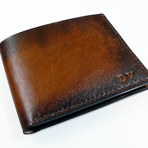 Handmade Leather wallet Bi fold wallet Brown leather wallet Men's leather wallet image 2