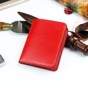 Handmade leather wallet, Front pocket wallet, Orange wallet image 3