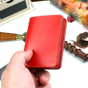 Handmade leather wallet, Front pocket wallet, Orange wallet image 4