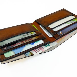 Handmade Leather wallet Bi fold wallet Brown leather wallet Men's leather wallet image 4