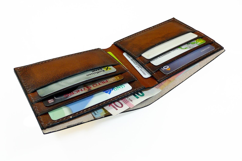 Handmade Leather wallet Bi fold wallet Brown leather wallet Men's leather wallet image 4