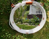 Portal Rope Mirror 19 inches round wall mirror white nylon rope finish with bronze, gold or chrome metal accents Beachy Decor Coastal Mirror