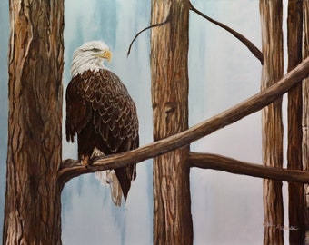 Oil Painting, Prints & Cards - Bald Eagle Distinction