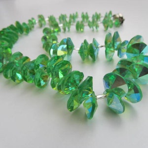 Rare vintage Swarovski peridot Aurora Borealis Crystal Necklace