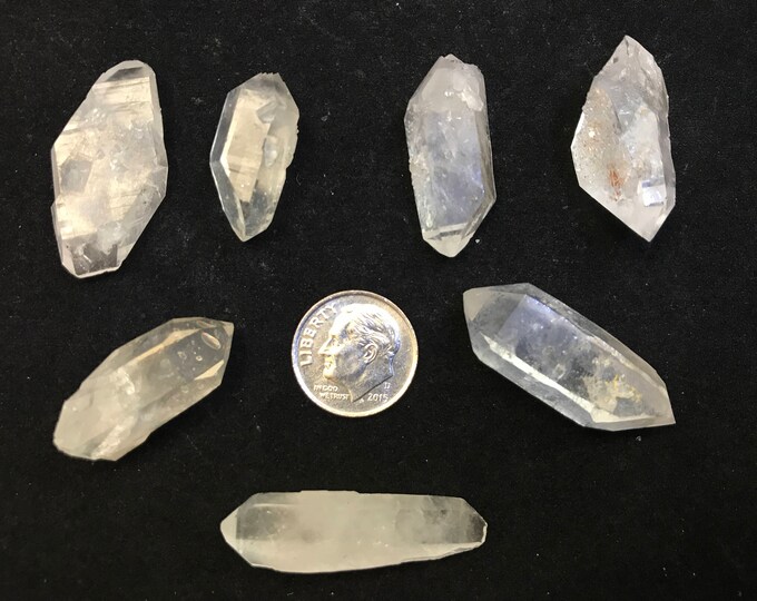 7 Medium Arkansas Quartz Double Terminated Jewelry Points, {DT-3}