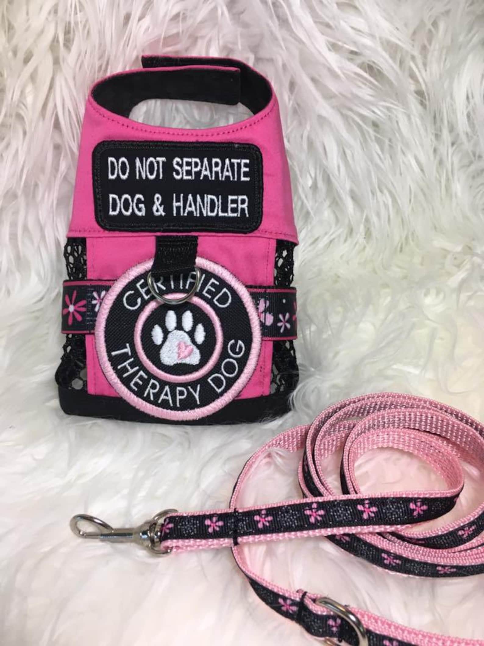 Dog Service Vest / Cert Therapy / PINK / ServiceDog / with Etsy