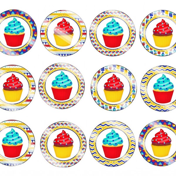 Birthday Bottlecap Images - Cupcake Images - Birthday 1 Inch Circles - Birthday 1 Inch Circles - Birthday Magnet Images