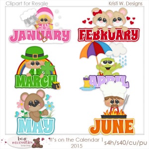Clipart - klas Clipart - leraar Clipart - maanden kalender Clipart - Kids Clipart - leren Clipart