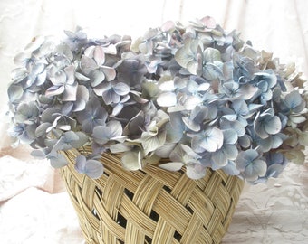 8 Large  dried hydrangea flowers in purples and blues with a splash of red,  Country Kitchen decor,  DIY florals