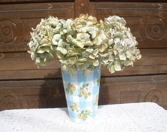 6 Very Large Rustic dried hydrangeas in green/ivory/ecru,  Cottage Chic decor,  DIY floral, Dried Hydrangeas with stems, Country Wedding