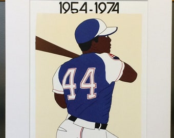 11x14 Limited Edition Hand Signed MATTED PRINT "Forever Hank" - Hank Aaron Atlanta Braves Pop Art - baseball, MLB, home run, Hall of Fame