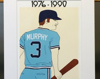 11x14 Limited Edition Hand Signed MATTED PRINT "Forever Murphy" - Dale Murphy Atlanta Braves Pop Art - baseball, MLB, outfield, Hall of Fame