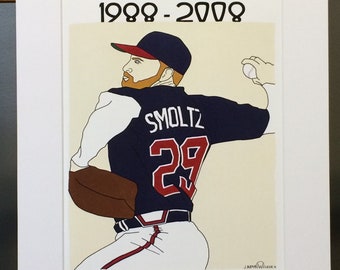 11x14 Limited Edition Hand Signed MATTED PRINT "Forever Smoltz" - John Smoltz Atlanta Braves Pop Art - baseball, MLB, pitcher, Hall of Fame