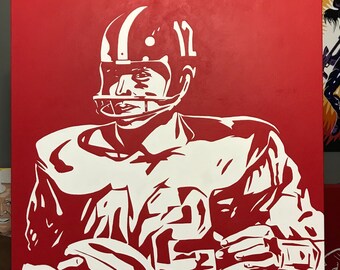 24"x30" ORIGINAL "The Legend of Joe Namath" Alabama Crimson Tide Football pop art painting - bama quarterback bear bryant roll tide