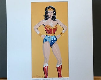 11x14 Limited Edition Hand Signed MATTED PRINT "The Embodiment of Wonder Woman" Linda Carter Pop Art - retro comic book 1970's tv show