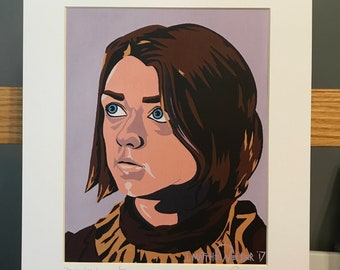 11x14 Limited Edition Hand Signed MATTED PRINT "Arya's Game" - Game Of Thrones Pop Art - Arya Stark Maisie Williams Winterfell  GOT hbo