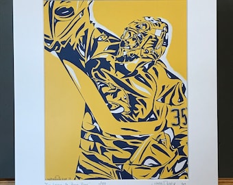 11x14 Limited Edition Hand Signed MATTED PRINT "The Legend of Pekka Rinne" - Nashville Predators nhl hockey Pop Art - Preds goalie smash