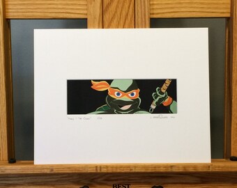 11x14 Limited Edition Hand Signed MATTED PRINT "Mikey and the Chuk" - Teenage Mutant Ninja Turtles TMNT Pop Art - Movie, Cartoon, Comic